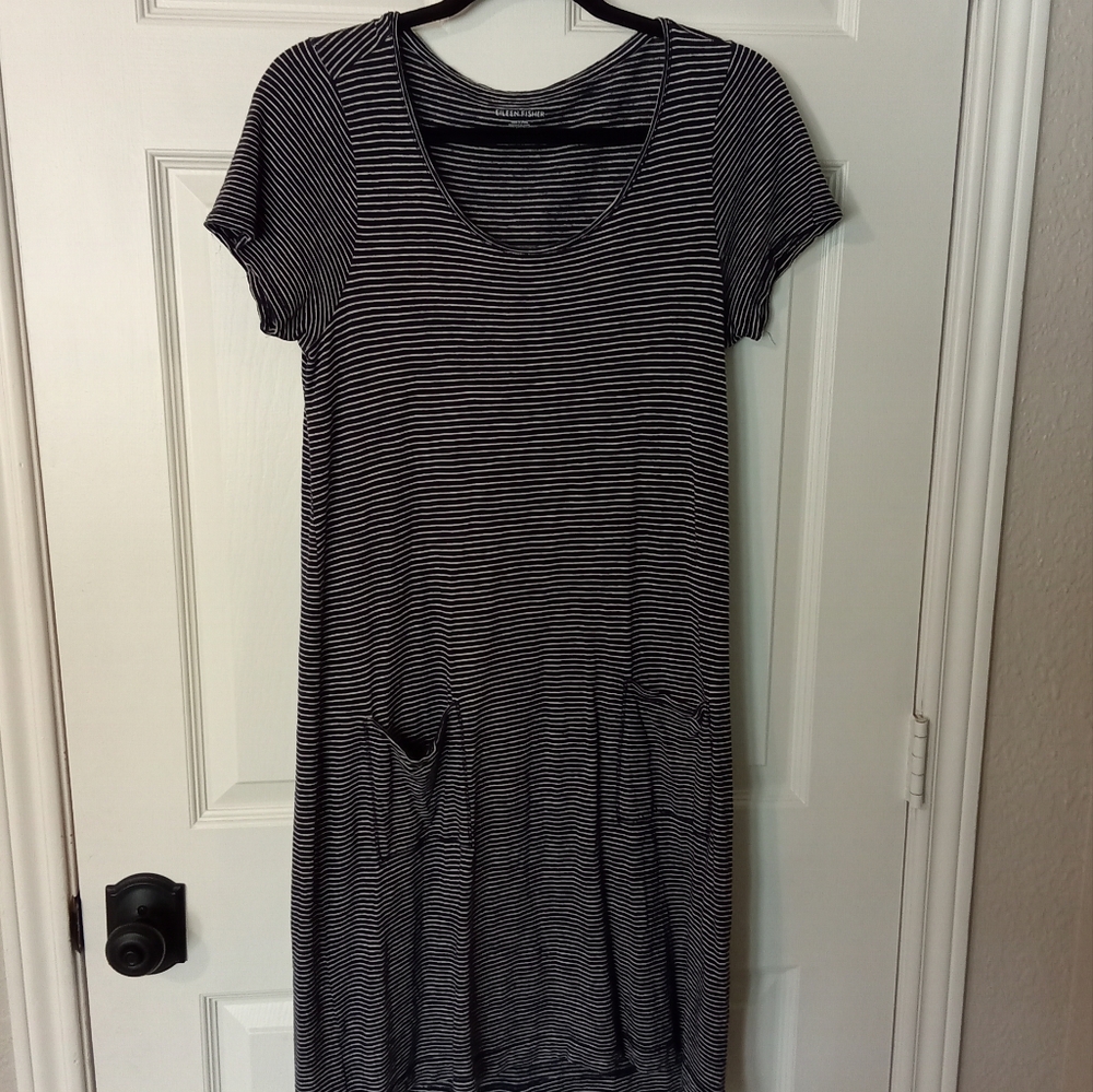 Eileen Fisher Black and White Striped Dress